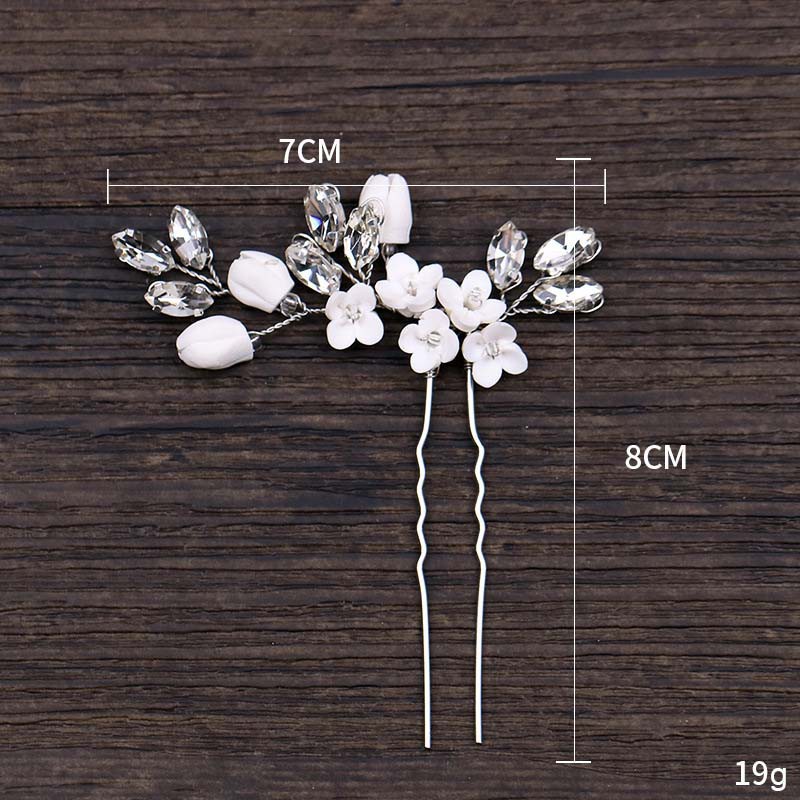 Kẹp tóc hình hoa lá đính đá giả thời trang cho cô dâu