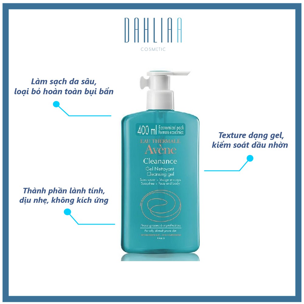 Gel Rửa Mặt Cho Da Nhờn Mụn Eau Thermale Avene Cleanance Cleansing Gel 400ml [Kèm Ảnh thật + Video]