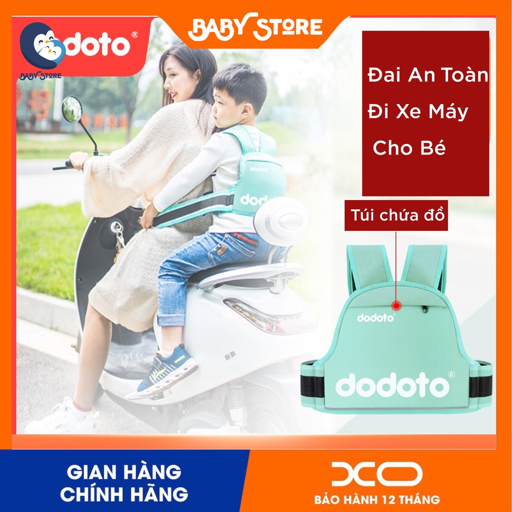 Đai Đi Xe Máy Dodoto Có Túi Đảm Bảo An Toàn Cho Bé 1-10 Tuổi, Đeo Vai, Thắt Lưng Khi Di Chuyển Bằng Xe Máy, Xe Điện