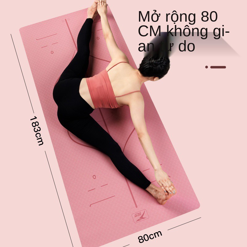 Thảm tập yoga Yue step TPE dày, rộng và dài cho người mới bắt đầu chống trượt thể dục nữ trải sàn nhà