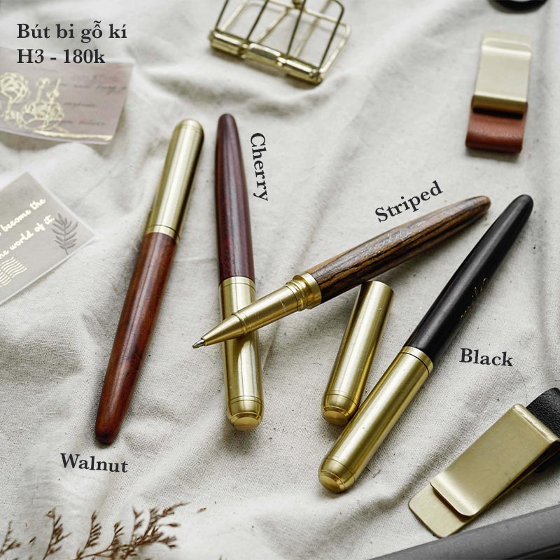 Bút bi gỗ kí nắp đồng mile nhỏ - 4 màu sang trọng (H3)