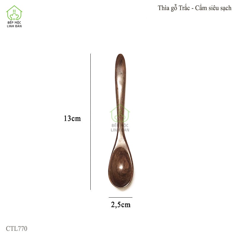 Muỗng Cà Phê Gỗ Trắc, Cẩm Tự Nhiên HAHANCO  Size Mini 13cm