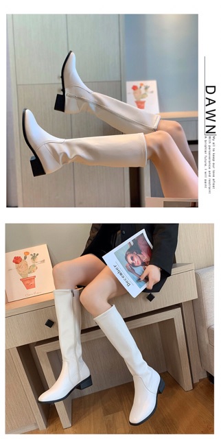 [Sẵn 35] Boots lửng Ulzzang cổ cao da trơn mềm khoá sườn gót cao 4cm | BigBuy360 - bigbuy360.vn