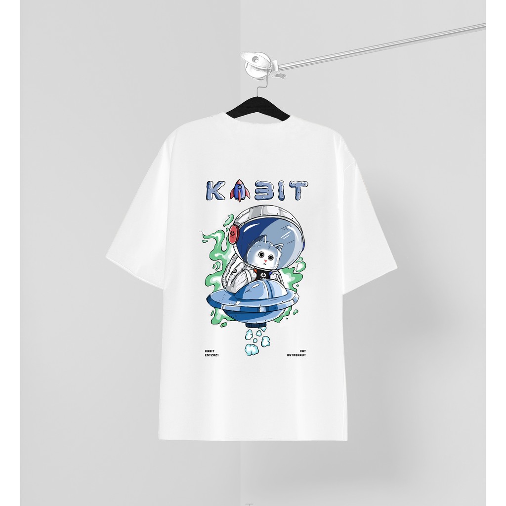 Áo Thun Mèo Phi Hành Gia Kabit - Unisex nam nữ Cotton form rộng - Kabit KMP01 | BigBuy360 - bigbuy360.vn