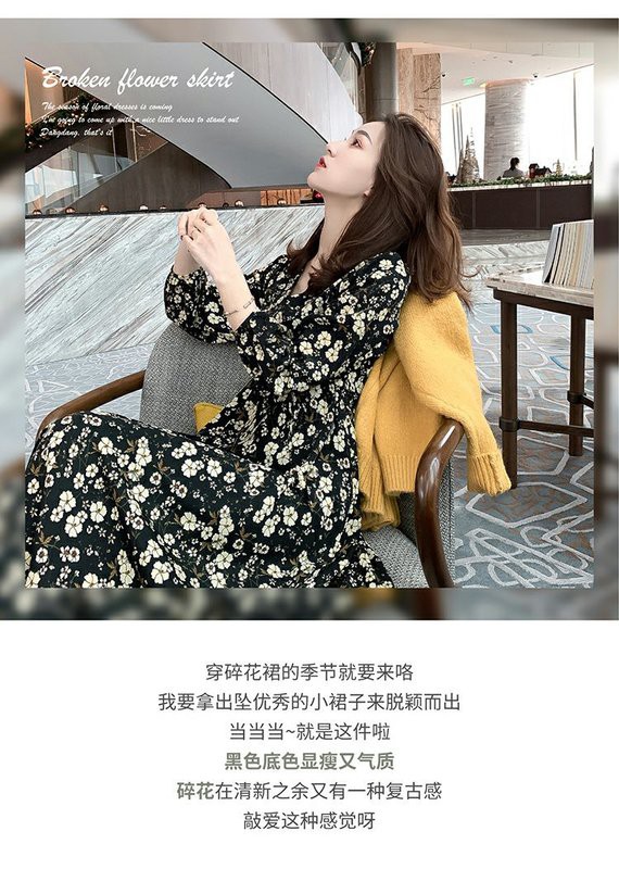 Đầm lụa cổ chữ v chiết eo họa tiết hoa trẻ trung xinh xắn | BigBuy360 - bigbuy360.vn