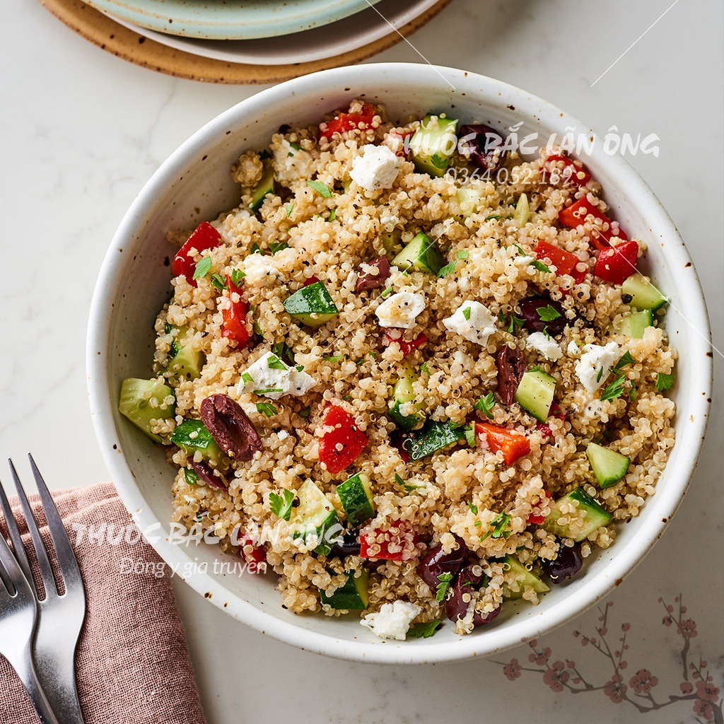 Hạt diêm mạch hữu cơ 1kg ( Hạt quinoa trắng làm ngũ cốc dinh dưỡng thơm ngon dành cho người ăn kiêng)