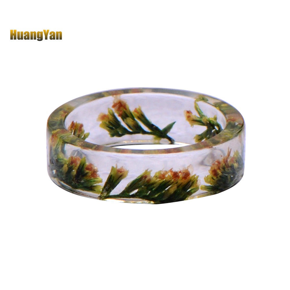 ☞Máy Đo HY HY HY HY☜Nhẫn Nhựa Trong Suốt Phối Hoa Khô Thời Trang Cho Nữ