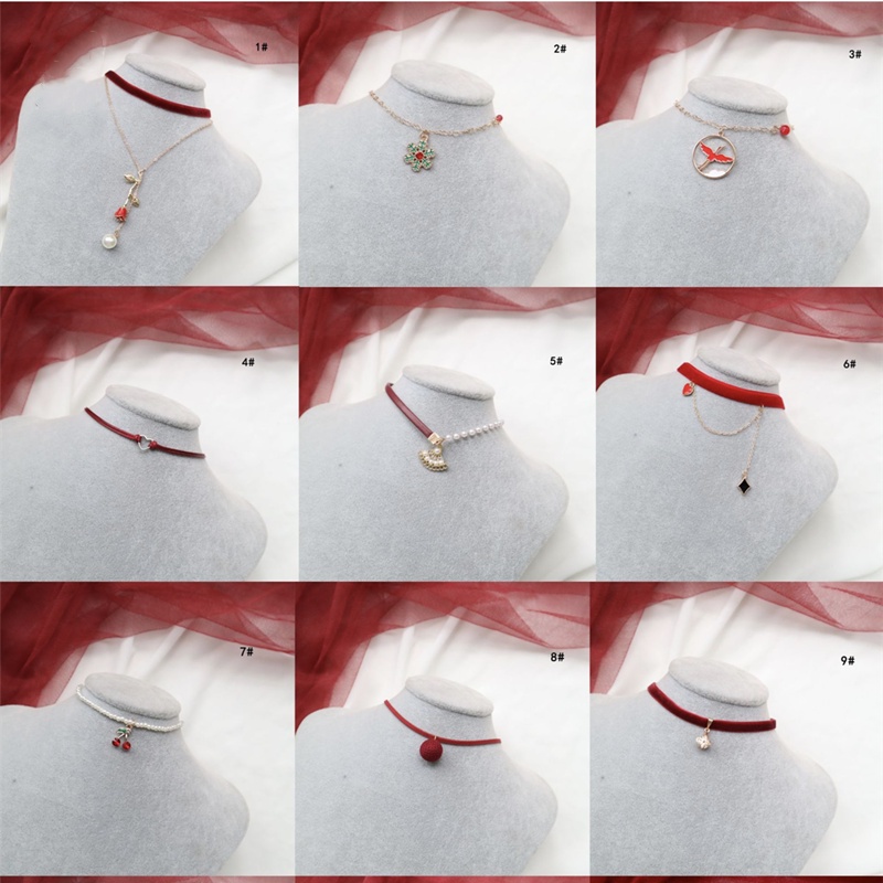 Vòng Cổ Choker Dây Xích Màu Đỏ Phong Cách Giáng Sinh Năm Mới