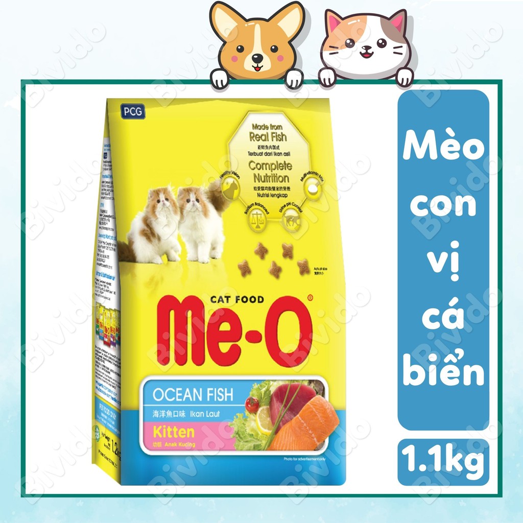 Thức ăn mèo con Me-O Kitten vị cá biển túi 1.1kg - Bivido