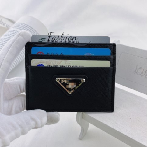 Ví Prada chất liệu da PU 4 ngăn siêu mỏng đựng thẻ thời trang cho nam nữ