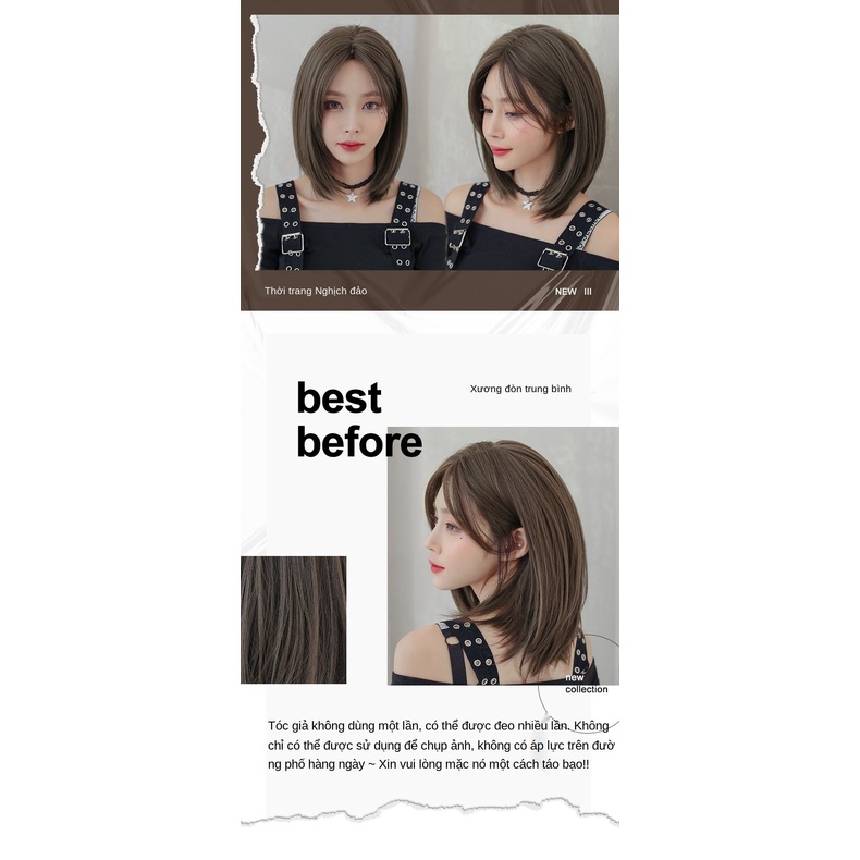 Bộ Tóc Giả Ngắn Ngang Vai Nhuộm Màu Thời Trang Cho Nữ