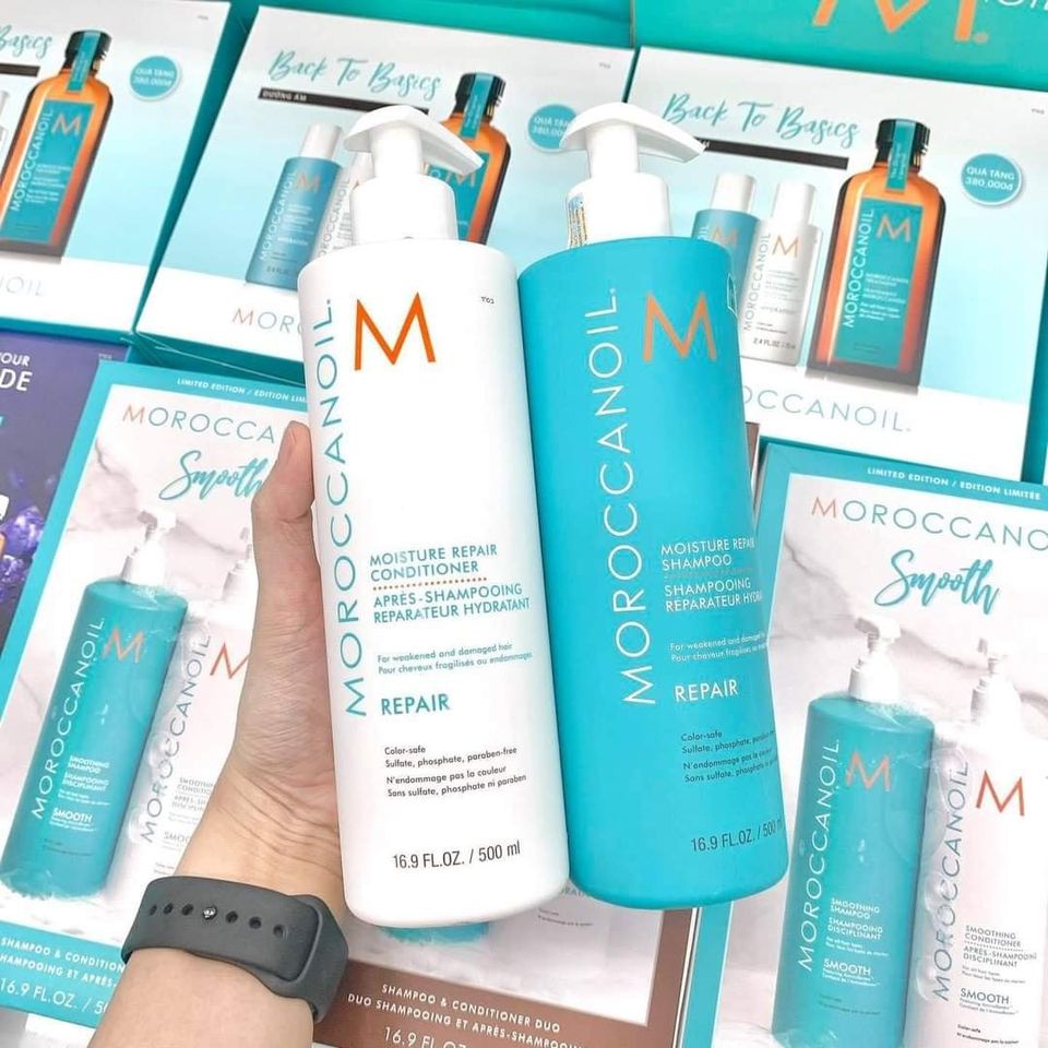 Bộ Dầu Gội và Xả Phục Hồi Tóc Moroccanoil Moisture Repair - Hàng Chính Hãng 500ml