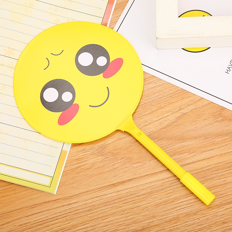 Bút Bi Mực Xanh Hình Chiếc Quạt Hoạt Tiết Mặt Cười HynBee Phong Cách Dễ Thương