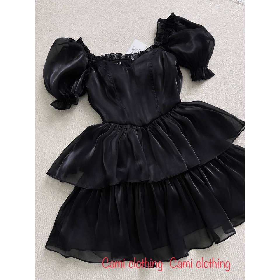 Đầm Đen Cúp Ngực Trễ Vai 2 Tầng Lapi VN, Có Big Size, Chất Tơ Organza Cao Cấp, Kèm Ảnh Thật - Lapi VN