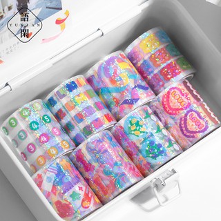 cuộn sticker confetti holo nhãn dán trang trí sổ, cuộn sticker xinh giao ngẫu nhiên