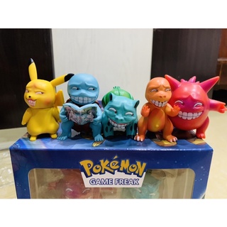 Mô hình bộ 5 em pikachu mặt hài cười bựa loại nhỏ 8cm