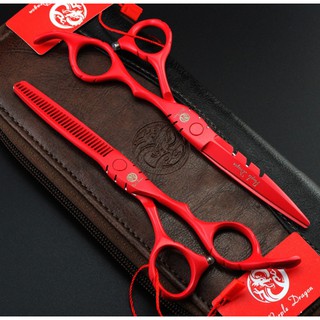 Kéo cắt tóc Purple Dragon đỏ KO-08