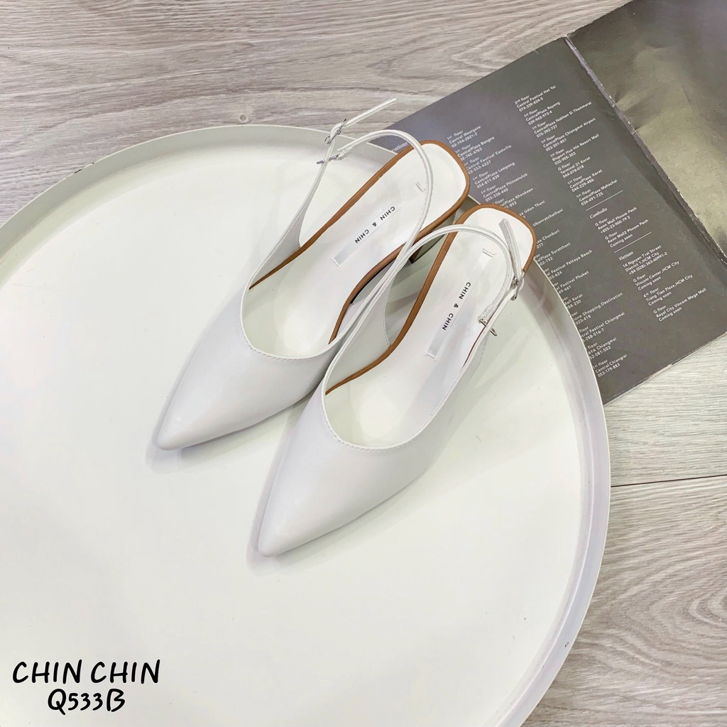 GIÀY SANDAL NỮ CHIN CHIN SLINGBACK MŨI TIM PHỐI MÀU 7P VNXK