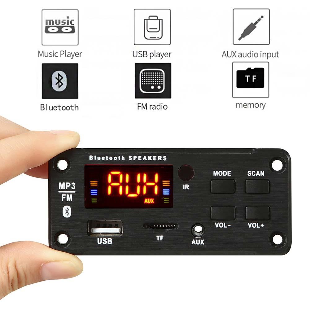 Bảng giải mã Bluetooth không dây Mô-đun âm thanh trên xe hơi Hỗ trợ USB TF FM Radio 5V 12V MP3