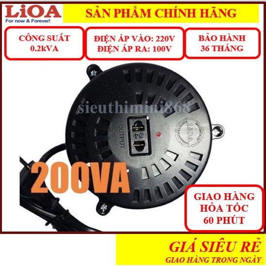 Biến áp lioa 200VA đổi nguồn điện 220v sang 100v, Biến áp tự ngẫu 200va DN002