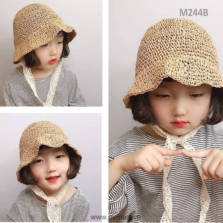 NÓN / MŨ CHO BÉ TRAI GÁI / TRẺ EM ( TUỔI 2 - 6 ) CỘT DÂY REN DỄ THƯƠNG