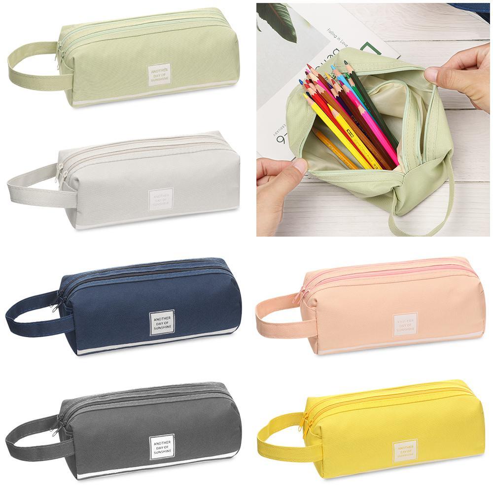 CHOOKEY Túi Đựng Bút Bằng Vải Hai Ngăn Có Khóa Kéo Sức Chứa Lớn