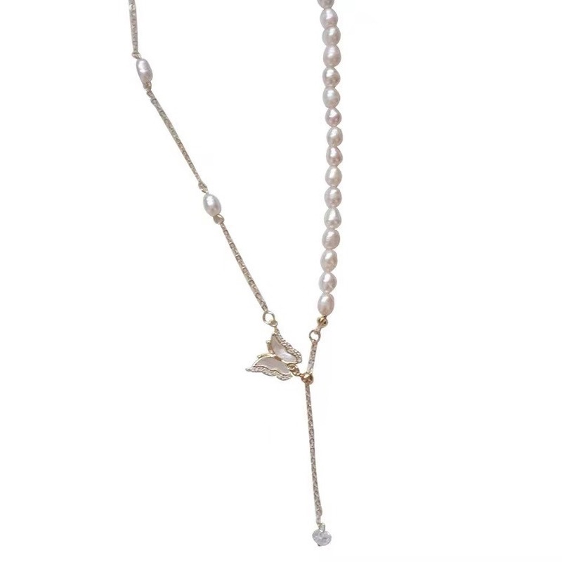 Dây Chuyền Mặt Hình Bướm Đính Ngọc Trai Thời Trang Cao Cấp