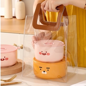 KAKAO FRIENDS bát gốm sứ có nắp đậy kín, hộp cơm hâm nóng lò vi sóng bát sứ đặc biệt