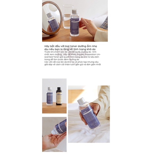 Nước Hoa Hồng Không Mùi Dưỡng Ẩm, Làm Dịu Da Klairs Supple Preparation Unscented Toner 180ml