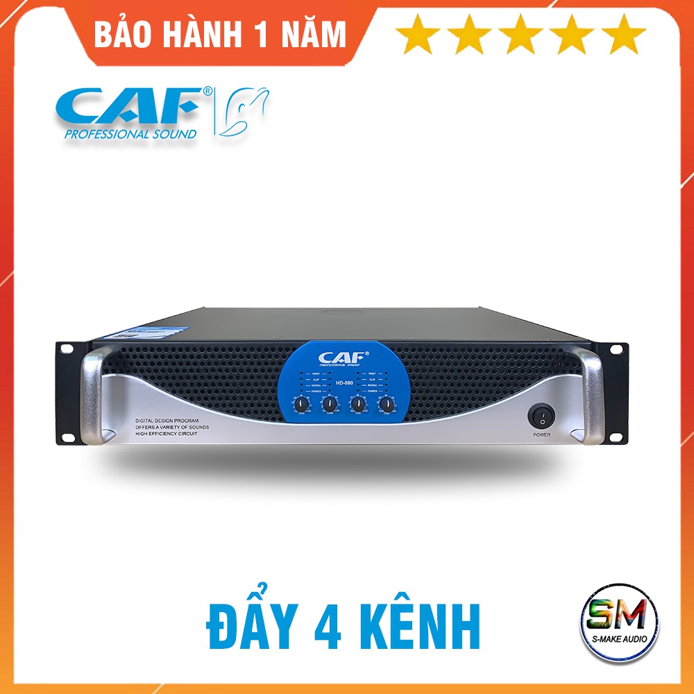 Cục đẩy công suất 4 Kênh CAF HD800 - Main công suất đánh 2 đôi loa bass 30 mạch class D thiết kế nhỏ gọn  - smake audio