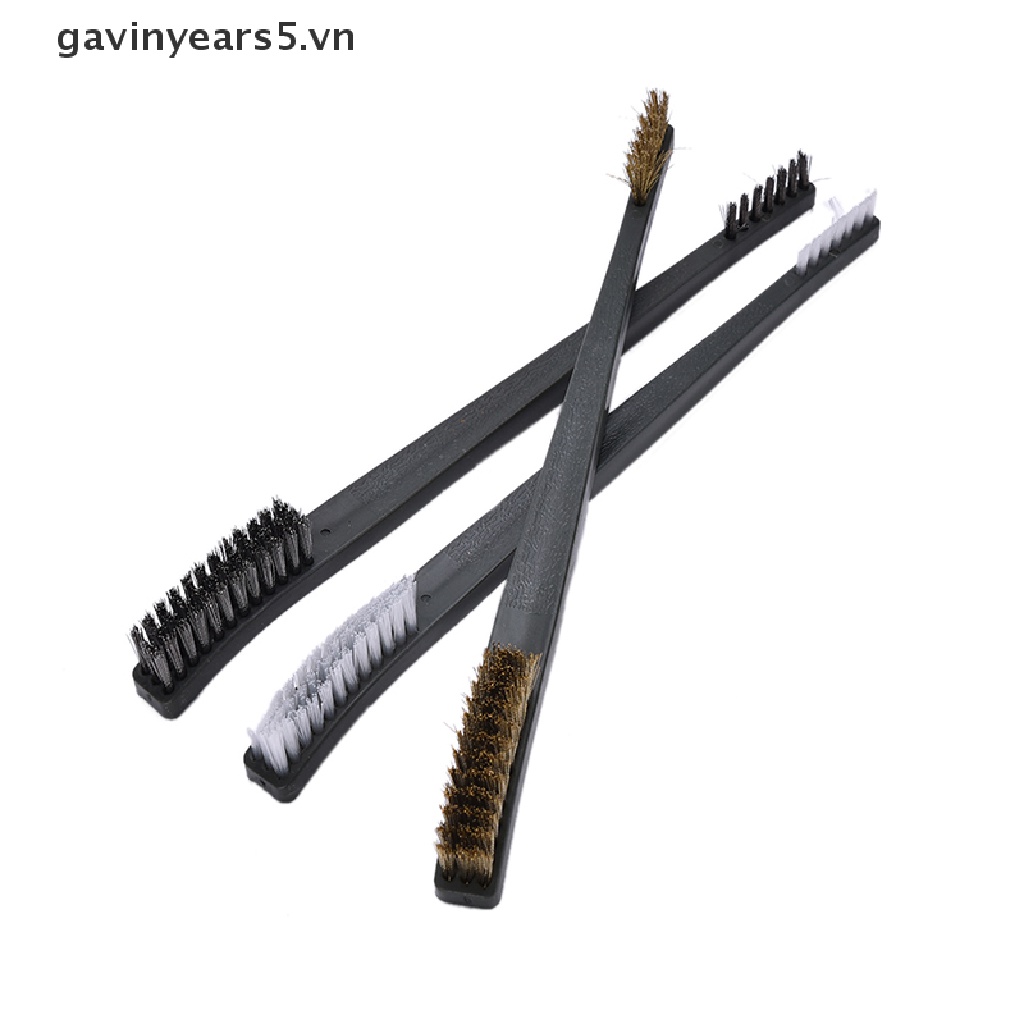 Set 3 bàn chải bằng đồng thau mini vệ sinh đa năng