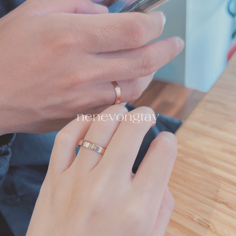 Nhẫn cho cặp đôi nam nữ không gỉ khắc tên