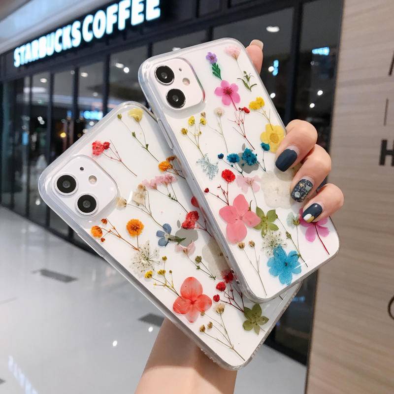 Ốp Điện Thoại Họa Tiết Hoa Khô Sang Trọng Chống Sốc Cho iPhone 13 12 11 Pro MAX Mini X XS MAX XR SE 2022 2020 7 8 Plus