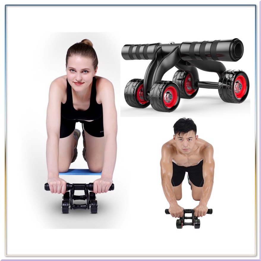 Con lăn tập cơ bụng 4 bánh tặng kèm thảm lót gối ! XẢ KHO ! Dụng cụ tập gym thể dục thể thao con lăn tập bụng 4 bánh sas