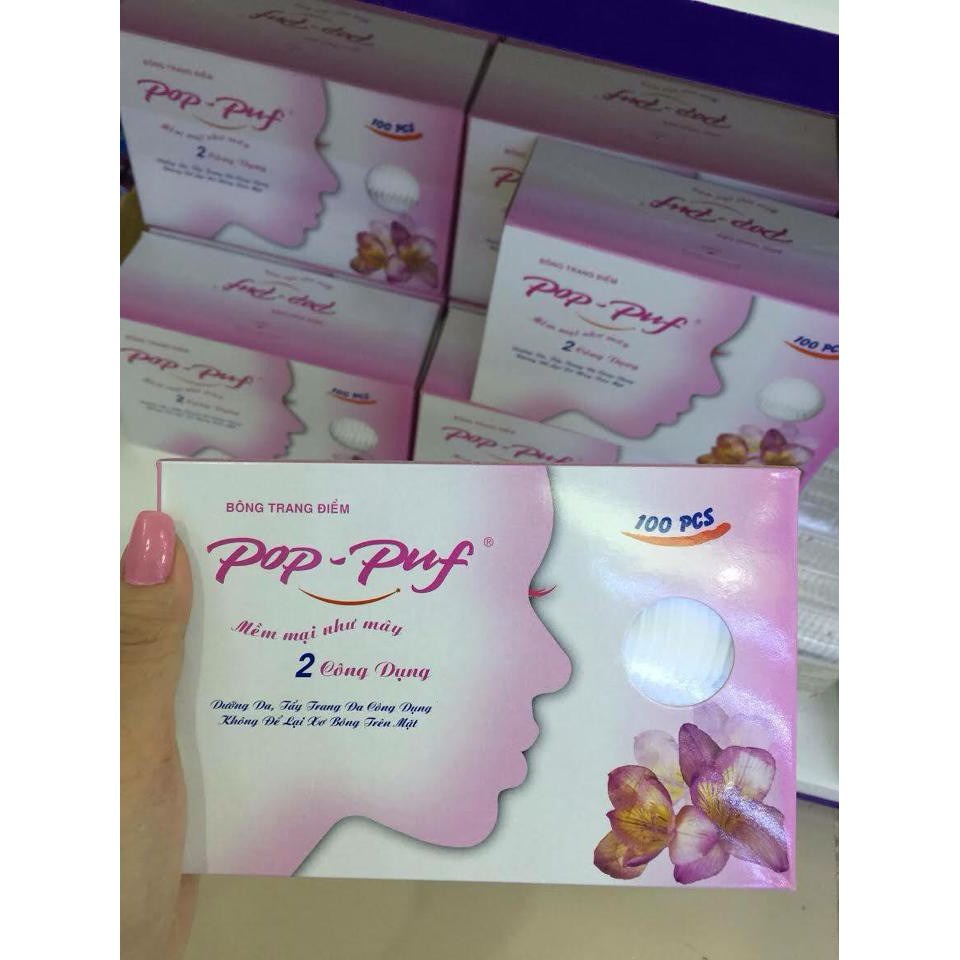 Bông tẩy trang Pop-Puf Cotton Pads 100M (MP0041 MP0025)