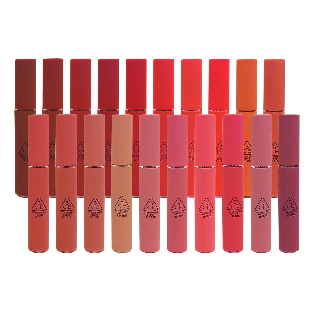 Son kem lì 3CE Velvet Lip Tint Child Like - Private - Taupe - Pink Break - Save Me - Best Ever