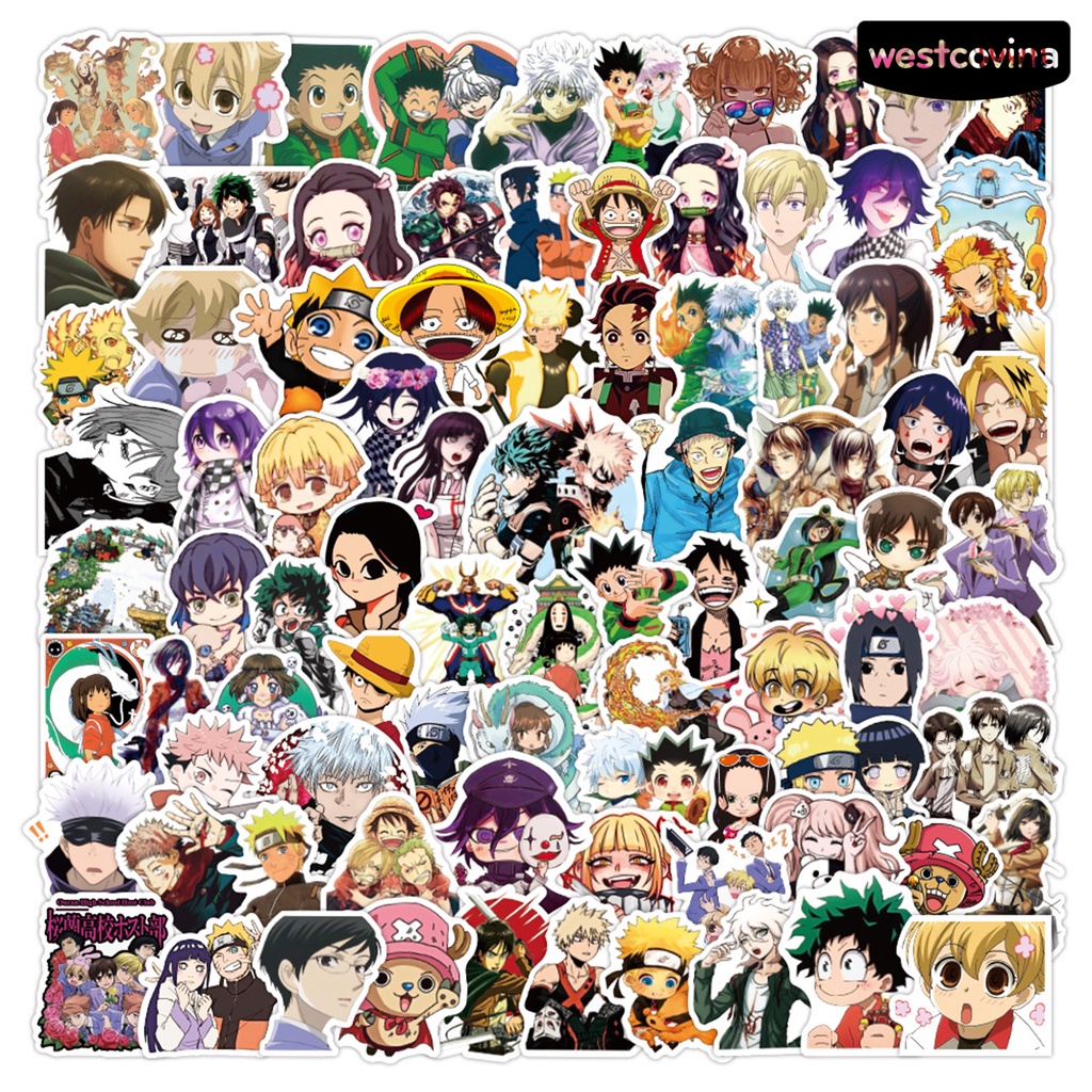 [Hot]✍Set 100 Miếng Dán Trang Trí Vali Laptop Phong Cách Anime Nhật Bản Thân Thiện Với Môi Trường