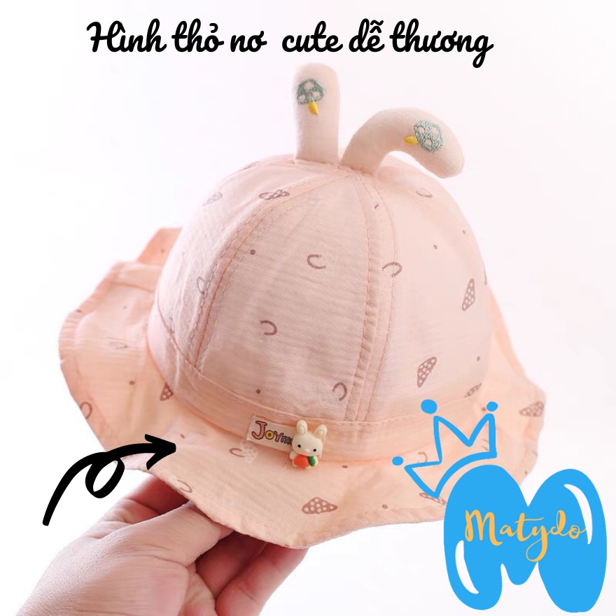 Mũ trẻ em cho bé trai bé gái vành hình thỏ nơ có dây giữ phụ kiện nón MU011