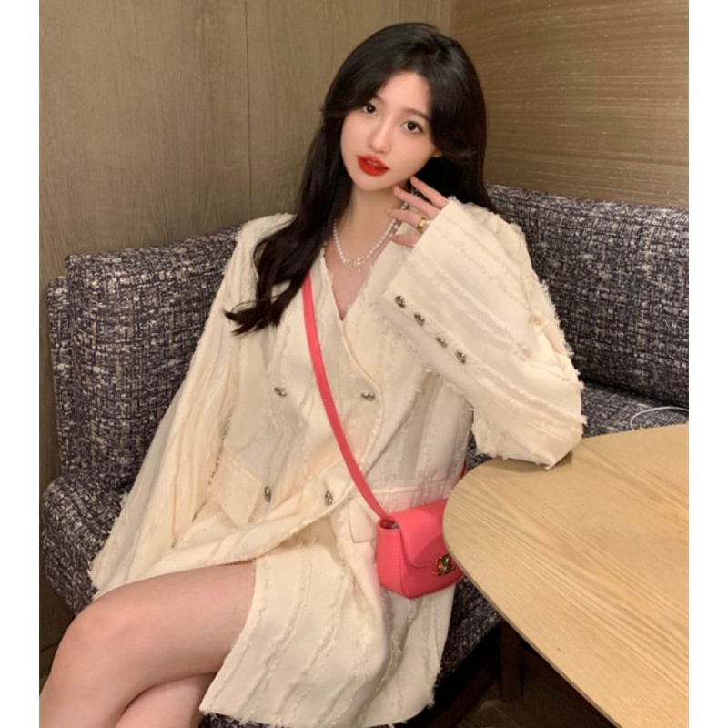 Áo Khoác Nữ Dài Tay Cổ Bẻ Thời Trang Hàn