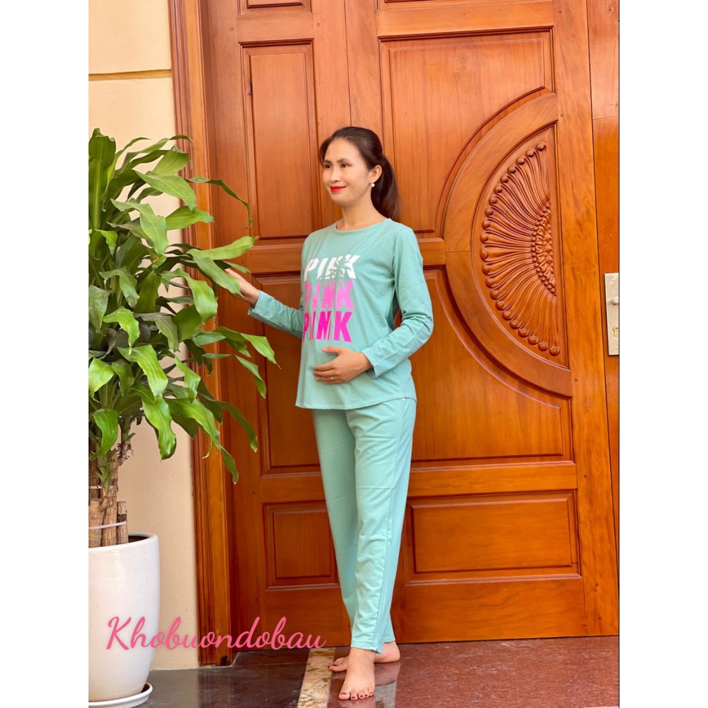 XẢ KHO Bộ đồ bầu và sau sinh dài tay chất cotton mềm mịn- đồ bộ bầu mặc nhà thiết kế trẻ trung BD935