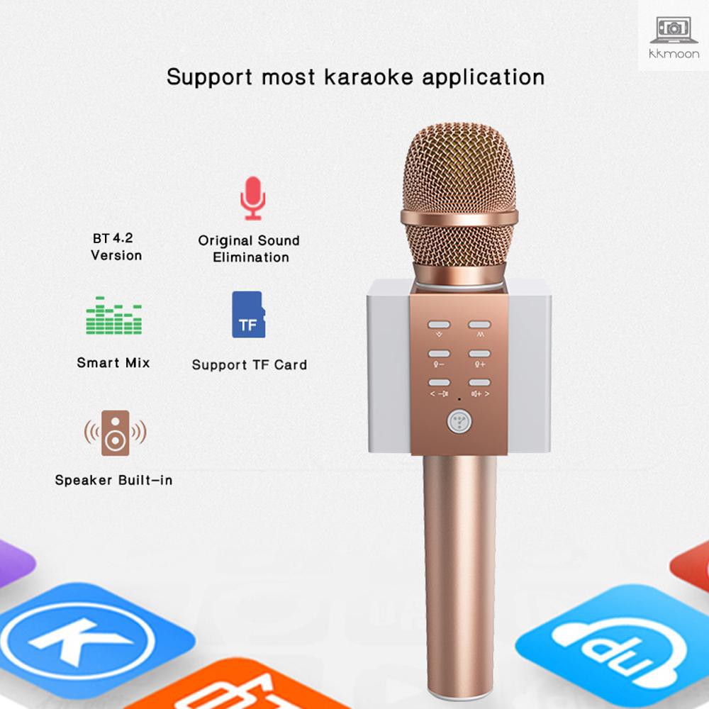 TOSING 008 Wireless Karaoke Microphone Bluetooth Speaker 2-in-1 Handheld Singing Recording Portable KTV Player for iOS Android Smartphones Tablet PC Grey