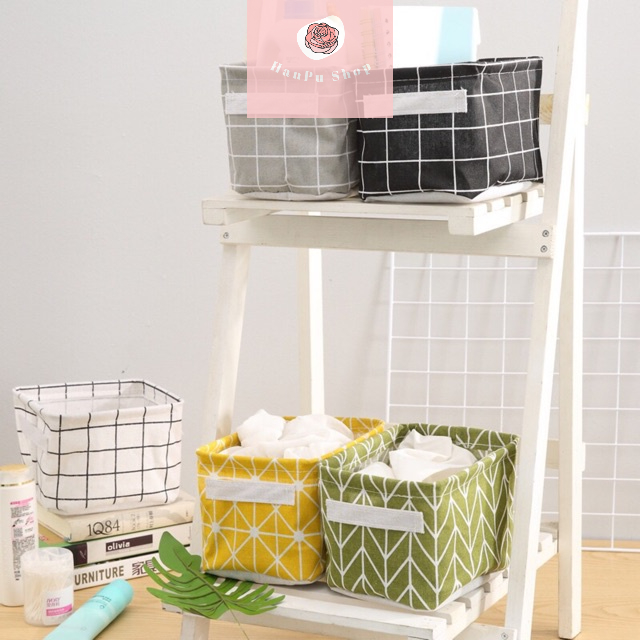 Giỏ Vải Vuông Đựng Đồ Để Bàn, Giỏ Đựng Đồ Mini Để Bàn, Giỏ Vải