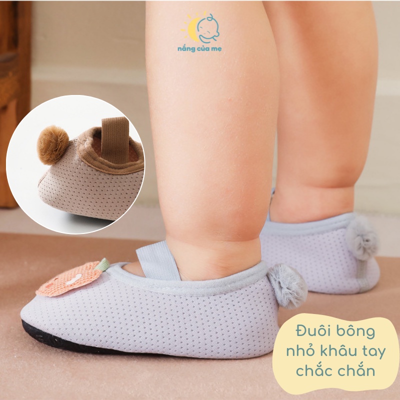 Giày Vải Tập Đi Hình Gấu Teddy Cho Bé Nắng Của Mẹ có quai ngang chắc chân chống tuột gót _ TEDDYPEE