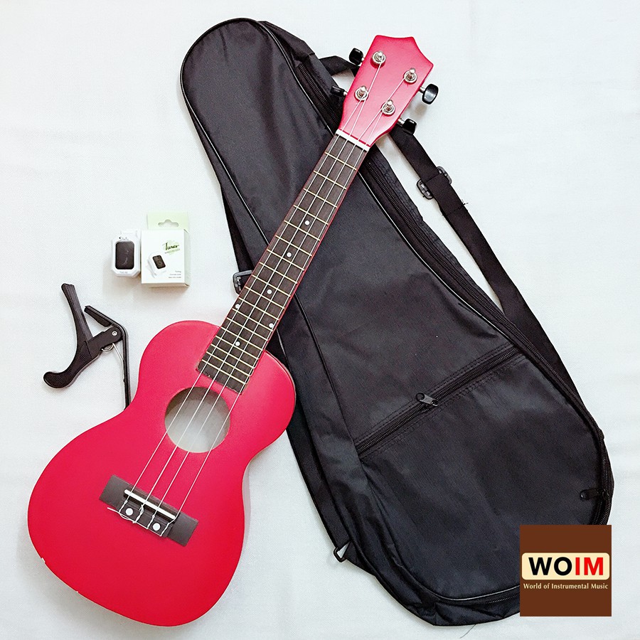 Combo Đàn Ukulele Concert Woim 33A19 Size 23 Kèm Bao Vải + Capo + Máy Lên Dây Điện Tử ( tuner ) - HÀNG CÓ SẴN