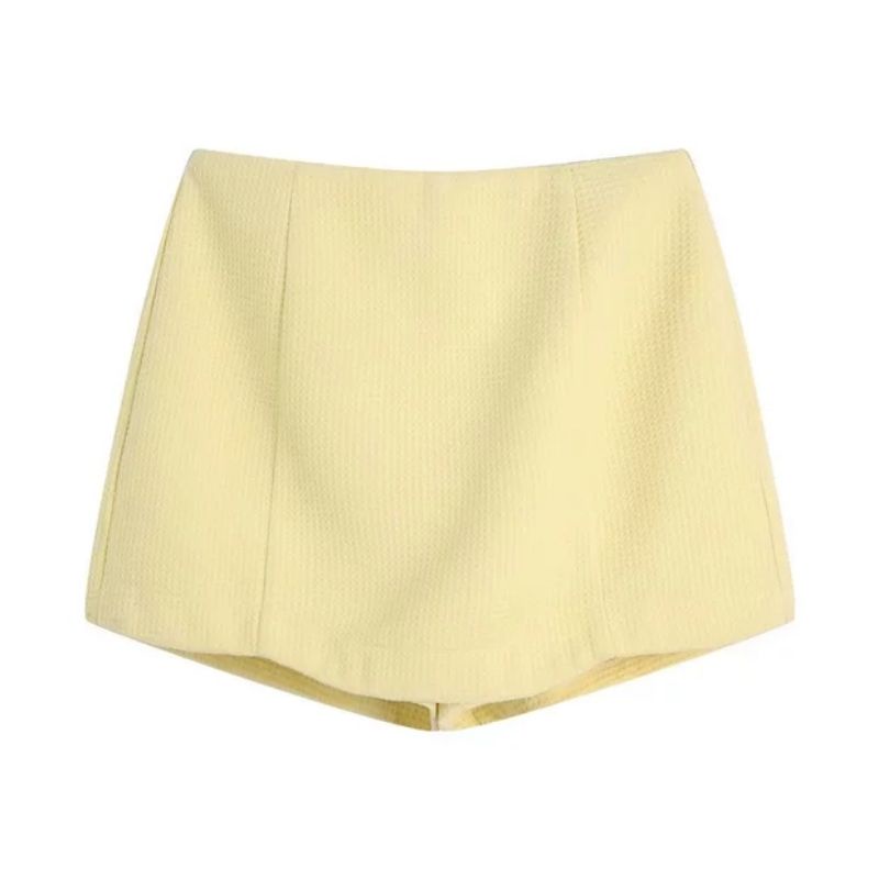 SET ÁO CROPTOP KÈM QUẦN VÁY MÀU VÀNG NHẠT ZR XUẤT XỊN