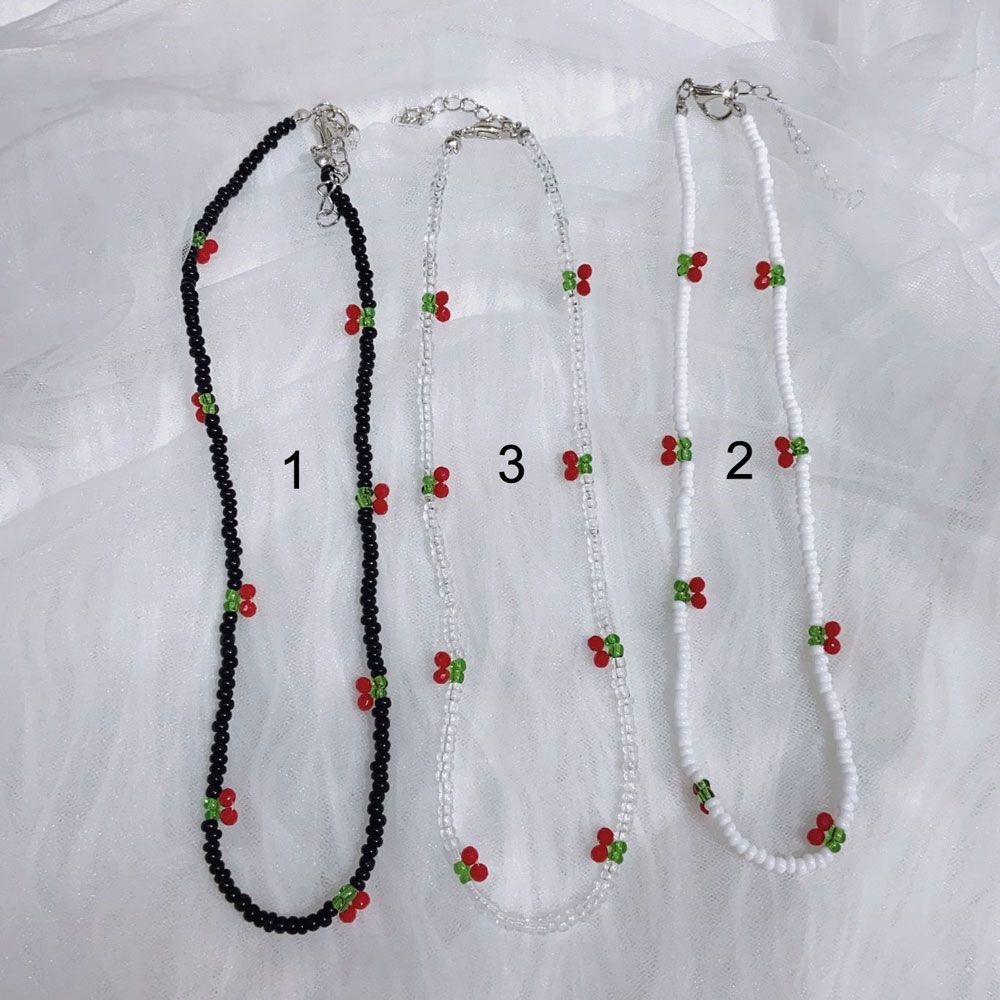 Vòng cổ Choker Mặt Hình Trái Cherry Trong Suốt Phong Cách Boho Thời Trang Cho Nữ
