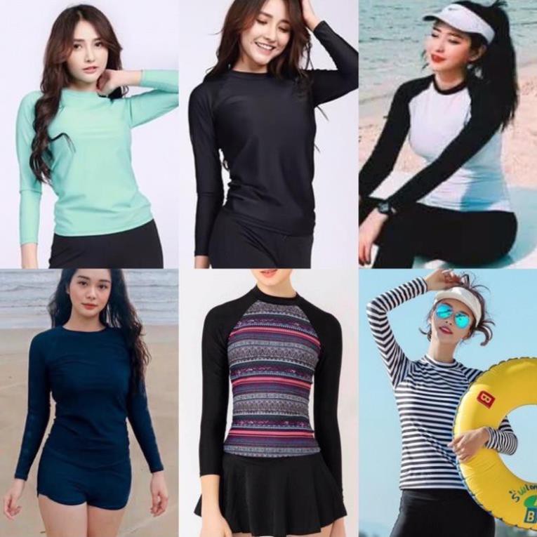 [Sẵn Mút Ngực] Áo Bơi Lẻ nữ Tay Dài 10 Mẫu phom 40-60 ký  ཾ ' ་