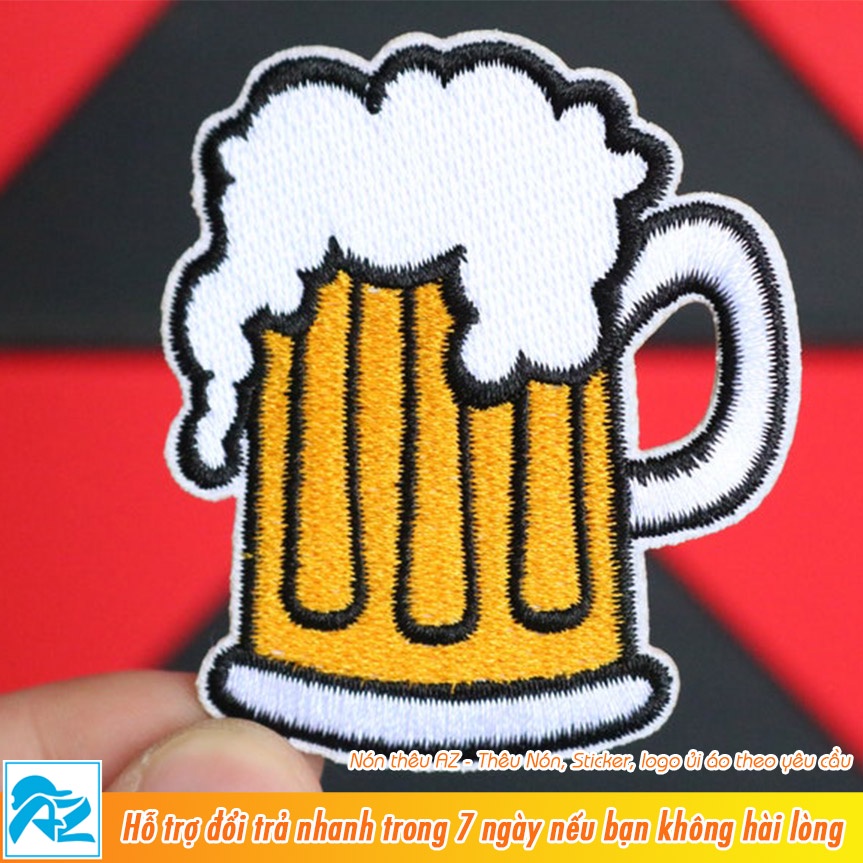Patch vải ủi nhiệt thêu hình cốc bia dễ thương - Miếng vá áo S446