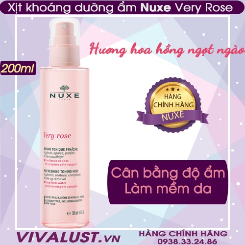 Xịt khoáng dưỡng ẩm Nuxe Very Rose (200ml) - Refreshing Toning Mist