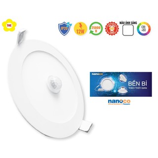 Đèn led mỏng âm trần nsd126s nanoco - 12w cảm biến chuyển động
